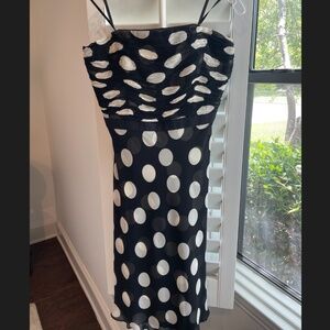 Strapless polka dotted dress